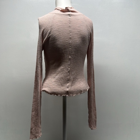 Free People Make It Easy Thermal Top Shirt Long Sleeve Light Pink Size S Small - Picture 10 of 12
